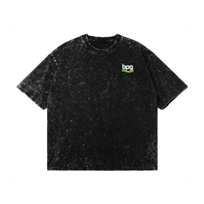 Oversized Acid Washed Logo T-shirt, Washed Black