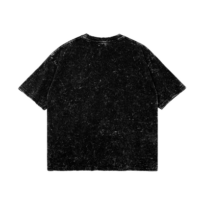 Oversized Acid Washed Logo T-shirt, Washed Black