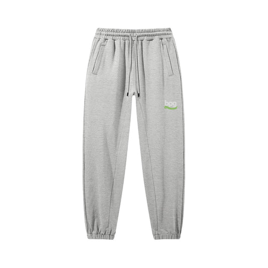 Embroidered Logo Heavyweight Sweatpants, Light Gray