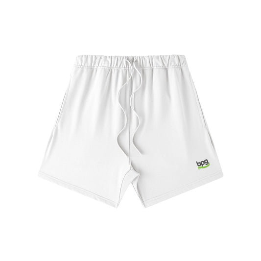 Embroidered Logo Heavyweight Cotton Shorts, White
