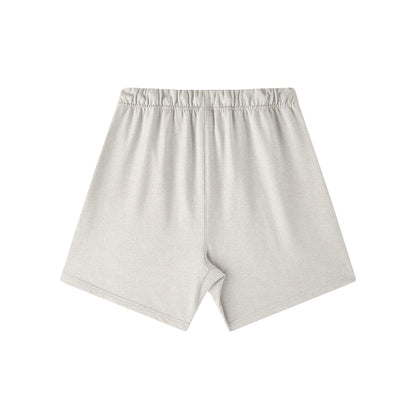 Embroidered Logo Heavyweight Cotton Shorts, Light Gray