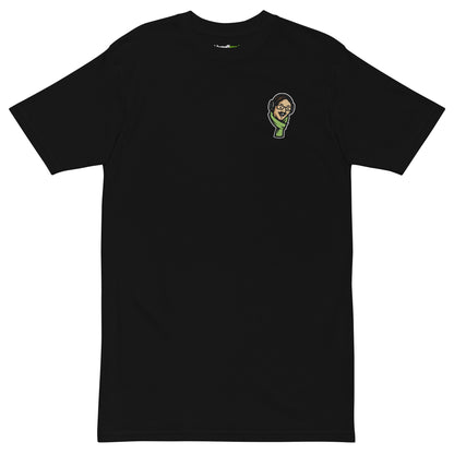 Full-Color Embroidered Cartoon Logo T-shirt, Black