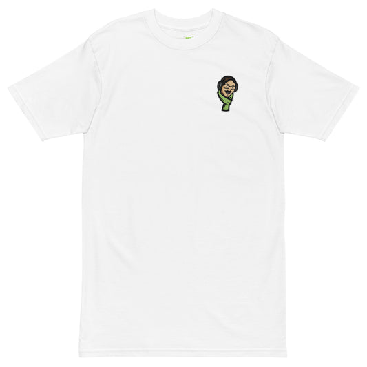 Full-Color Embroidered Cartoon Logo T-shirt, White